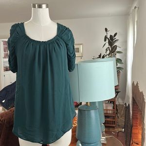 Ruched sleeve flowy blouse